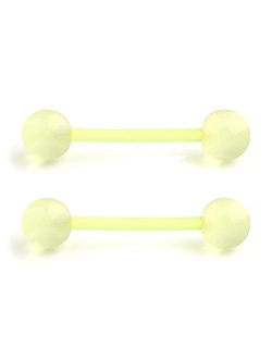 Ruifan 14G 16mm Glow in The Dark Flexible Acrylic Straight Tongue Nipple Ring Retainer Piercing