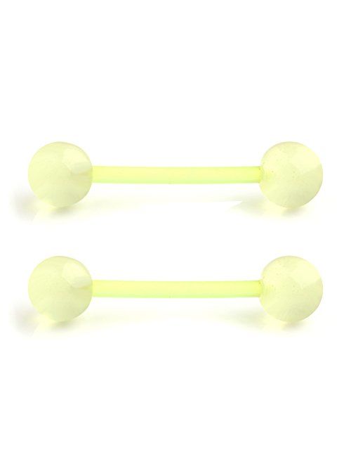 Ruifan 14G 16mm Glow in The Dark Flexible Acrylic Straight Tongue Nipple Ring Retainer Piercing