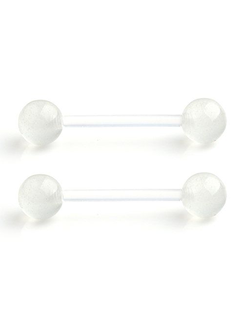 Ruifan 14G 16mm Glow in The Dark Flexible Acrylic Straight Tongue Nipple Ring Retainer Piercing