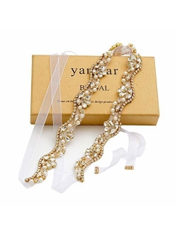 Yanstar Handmade Rhinestone belt Wedding Bridal Belt Sashes For Bridesmaid Dress