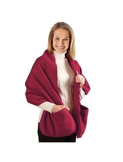 Cozy Fleece Wrap Shawl with Large Front Pockets - Keeps Hands and Shoulders Warm During Cold Winter Season