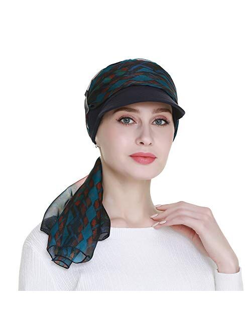 Newsboy Cap for Women Chemo Headwear with Scarfs Gifts Hair Loss Available All Year