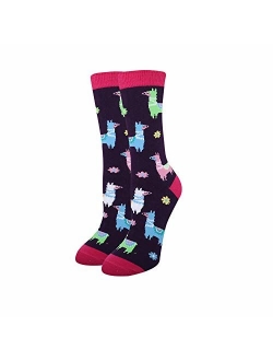 HAPPYPOP Funny No Drama Llama Cotton Crew Socks Novelty Crazy Cute Animal Design