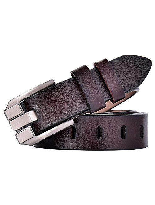 Talleffort Women's Flower Genuine Cowhide Leather Jeans Belts