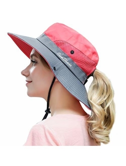 Women Outdoor Summer Sun Hat UV Protection Wide Brim Foldable Safari Fishing Cap