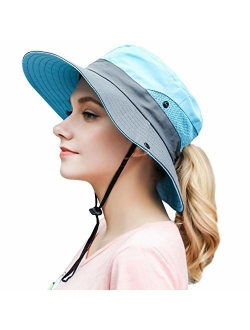 Women Outdoor Summer Sun Hat UV Protection Wide Brim Foldable Safari Fishing Cap