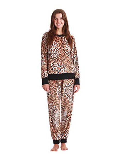 #followme Womens Jogger Pajama Pants Set Ultra-Soft Velour PJs