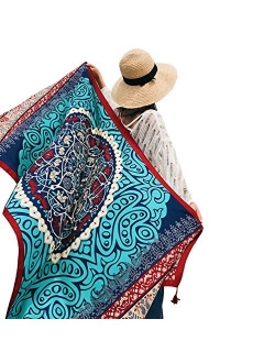 SUNBABY Women Boho Shawl Beach Towels Rectangle Polyester Scarf Travel Sarong Wrap Swimwear Cover Up Beach Mats