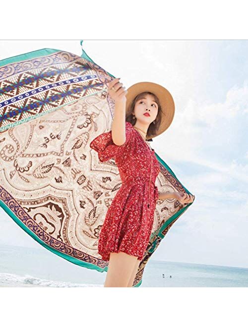 SUNBABY Women Boho Shawl Beach Towels Rectangle Polyester Scarf Travel Sarong Wrap Swimwear Cover Up Beach Mats