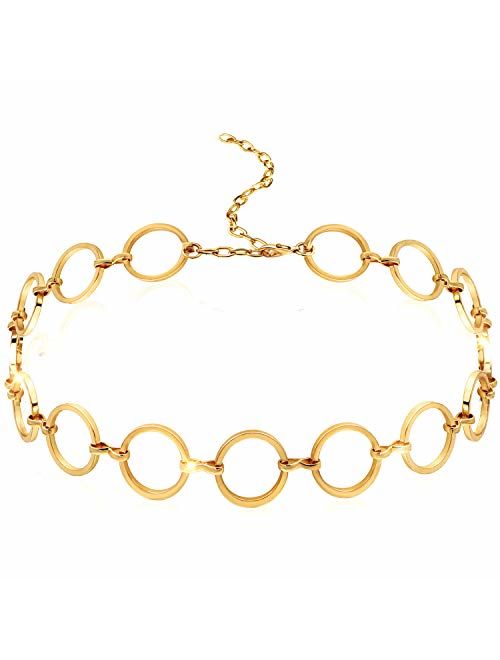 Suyi Choker Necklace - Simple Geometric Circle Choker Statement Clavicle Necklace for Women Girls Necklace Jewerly