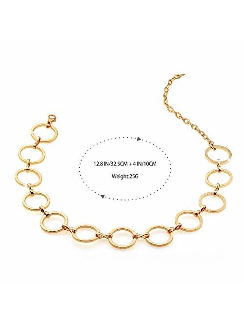 Suyi Choker Necklace - Simple Geometric Circle Choker Statement Clavicle Necklace for Women Girls Necklace Jewerly