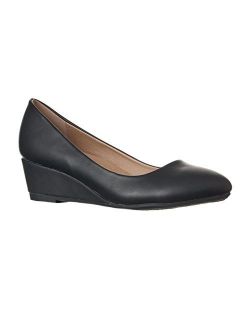 Riverberry Women's Alice Low-Height Round Toe Wedge Pumps