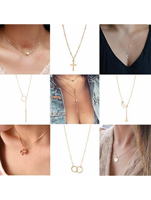 Starain Layered Choker Necklaces for Women Girls Fashion Multilayer Chain Necklace Set Adjustable Bestie Gifts