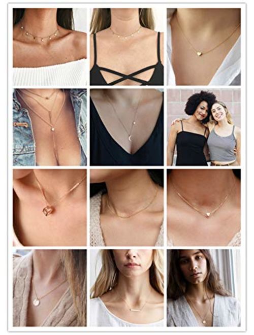 Starain Layered Choker Necklaces for Women Girls Fashion Multilayer Chain Necklace Set Adjustable Bestie Gifts