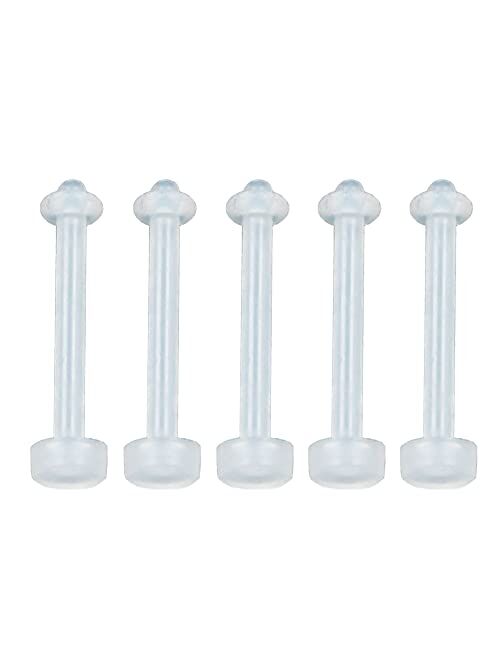 NewkeepsR 5pcs-8G/10G/12G/14G Bioplast Clear Inflexibility Straight Bar Tongue Piercing Retainers