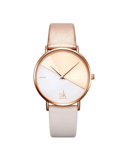 SHENGKE Women Watches Leather Band Decent Casual Geneva Waterproof Creative Ladies Watch reloj de Mujer