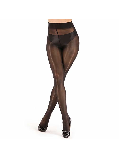 Buy Arrusa Women S Super Sexy Shiny Sheer Control Top Footed Tights Silk Stockings Ultra