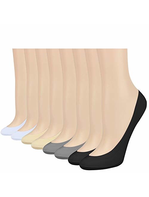 8 Pairs No Show Socks Women Low Cut Socks for Flats Non Slip Thin Liner Socks