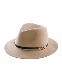 Daesan Womens Fedora Hat 100% Wool Wide Brim Panama Felt Hats Winter Trilby Cap Church Party