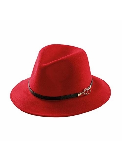 Daesan Womens Fedora Hat 100% Wool Wide Brim Panama Felt Hats Winter Trilby Cap Church Party