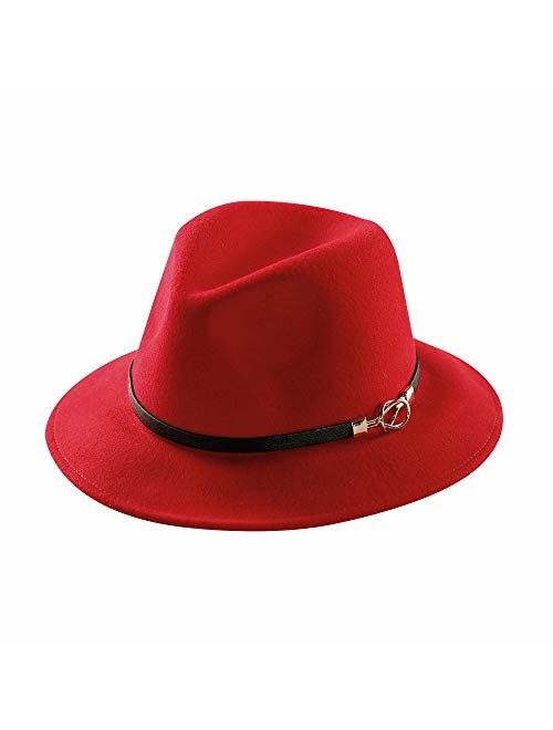 Daesan Womens Fedora Hat 100% Wool Wide Brim Panama Felt Hats Winter Trilby Cap Church Party