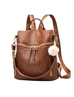 Backpack Purse for Women Multi-pocket Large Capacity Leather Shoulder Bag Multi-purpose Cute Backpack for Girls