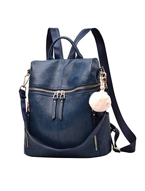 Backpack Purse for Women Multi-pocket Large Capacity Leather Shoulder Bag Multi-purpose Cute Backpack for Girls