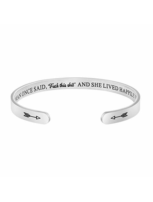 Joycuff Inspirational Bracelets for Women Hidden Message Mantra Cuff Bangle Stainless Steel Friend Encouragement Gift