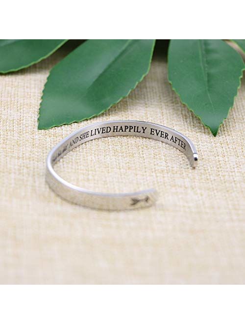 Joycuff Inspirational Bracelets for Women Hidden Message Mantra Cuff Bangle Stainless Steel Friend Encouragement Gift