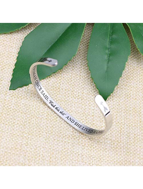 Joycuff Inspirational Bracelets for Women Hidden Message Mantra Cuff Bangle Stainless Steel Friend Encouragement Gift