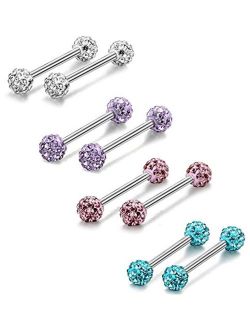 ORAZIO 6-8 Pcs 14G 316L Stainless Steel CZ Nipple Piercing Barbell Belly Button Ring for Women