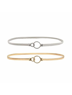 E-Clover Womens Fashion Metal Stretch Waist Skinny Belt Waistband