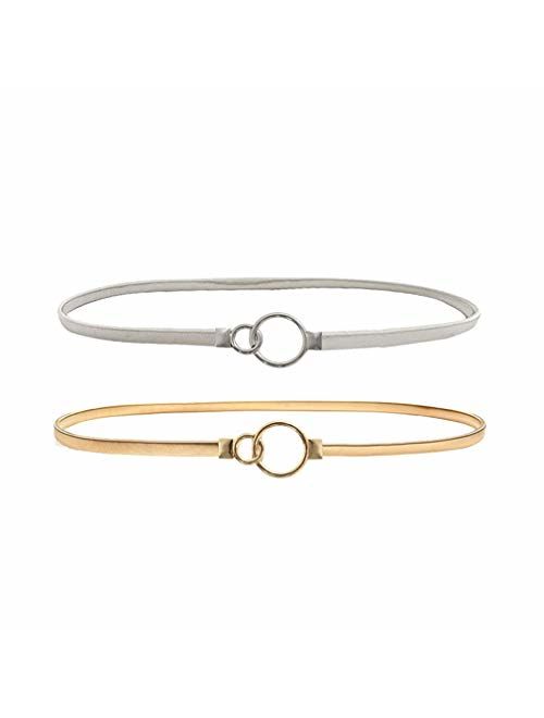 E-Clover Womens Fashion Metal Stretch Waist Skinny Belt Waistband