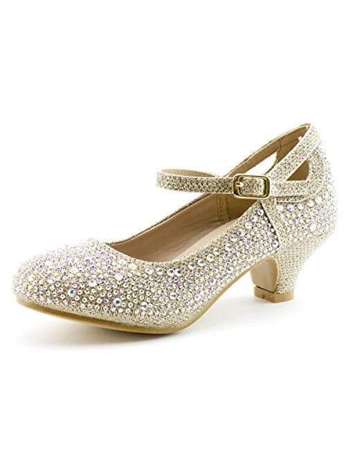 Link Jemma-01K Girls Rhinestone Platform Peagent Dress Shoes