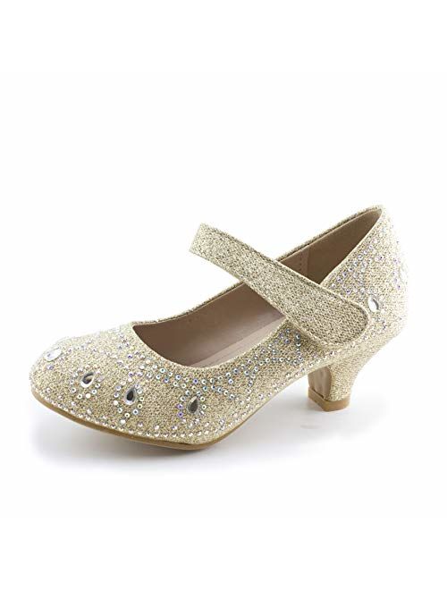 Link Jemma-01K Girls Rhinestone Platform Peagent Dress Shoes