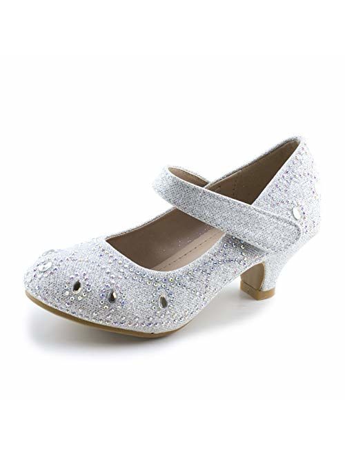 Link Jemma-01K Girls Rhinestone Platform Peagent Dress Shoes