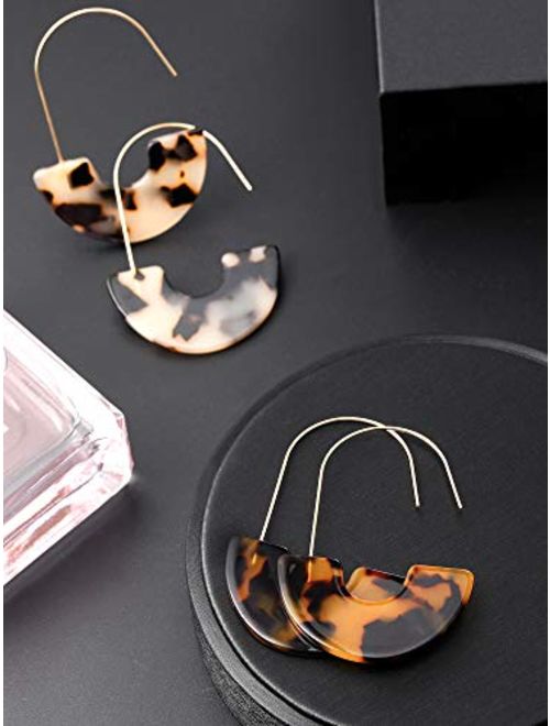 Tatuo 2 Pairs Acrylic Mottled Earrings Bohemian Statement Earrings Resin Drop Dangle Ear Jewelry for Women Valentine's Day Presents