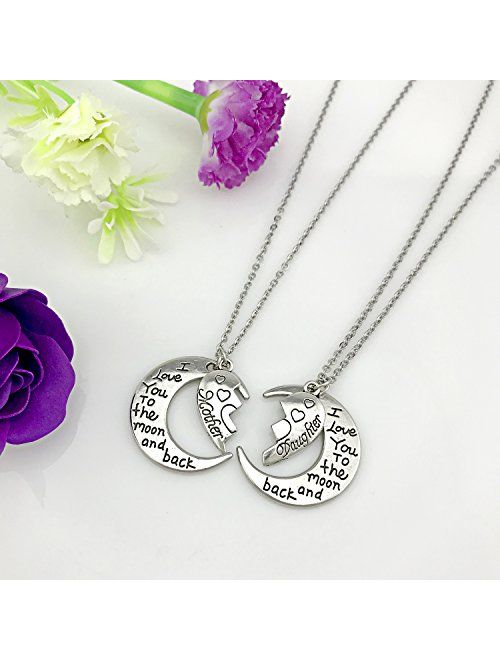 YOUFENG Gifts for Mom I Love You to The Moon and Back Mother Daughter Women Necklaces Pendant