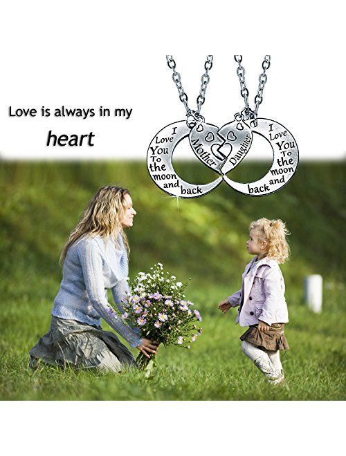 YOUFENG Gifts for Mom I Love You to The Moon and Back Mother Daughter Women Necklaces Pendant