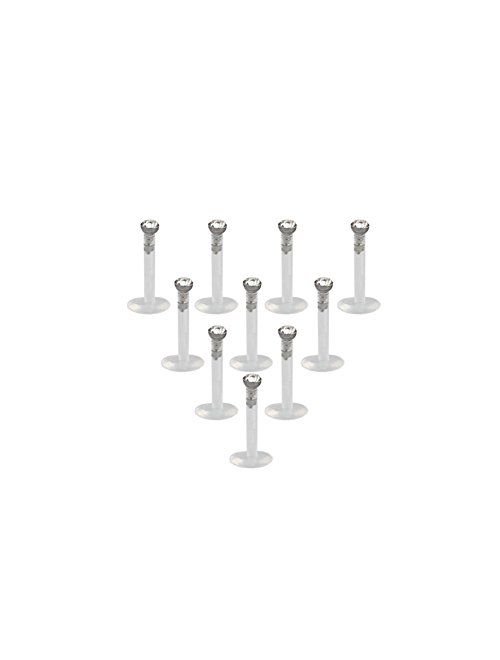 Ruifan 10-15PCS 16G Clear UV Flexible Acrylic 2mm CZ Gem Labret Monroe Lip Ring Tragus Helix Cartilage Earring Stud Barbell Body Piercing Jewelry