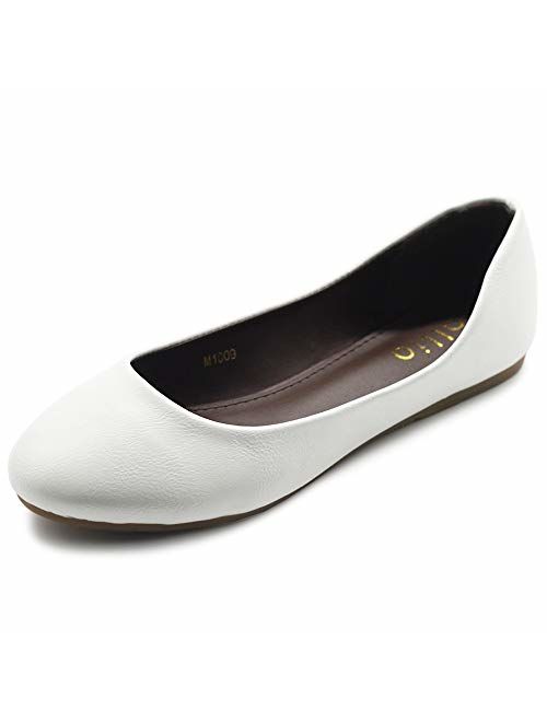 Ollio Women's Shoe Ballet Basic Light Comfort Low Heel Flat