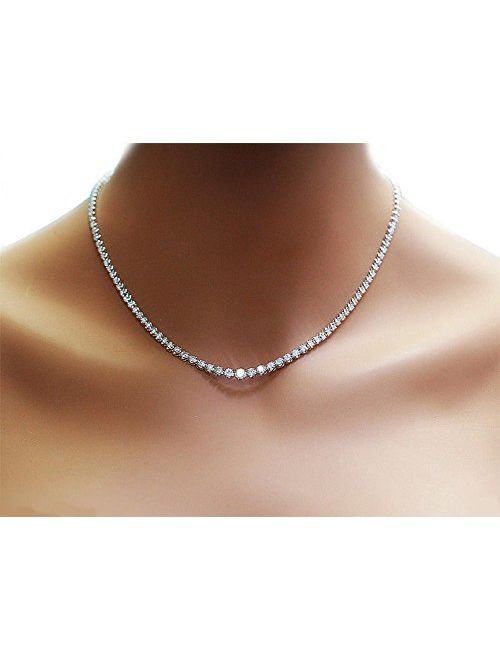 NYC Sterling New Womens Magnificent 4mm Round Cubic Zirconia Tennis Necklace