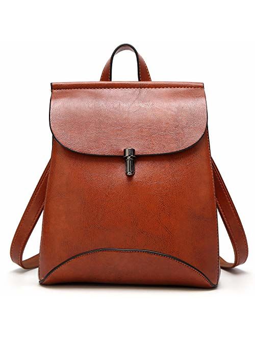 ladies tan leather backpack