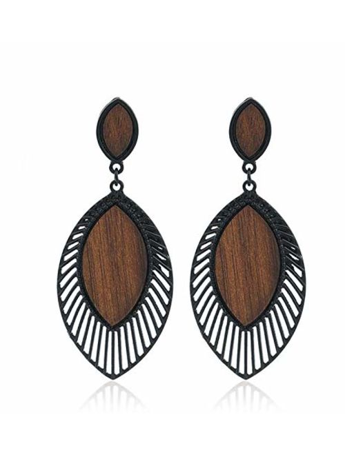 Statement Earrings for Women wood Boho Fashion