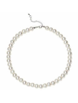 BABEYOND Round Imitation Pearl Necklace Wedding Pearl Necklace for Brides White