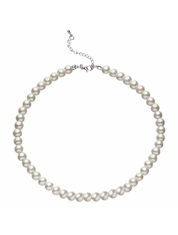 BABEYOND Round Imitation Pearl Necklace Wedding Pearl Necklace for Brides White