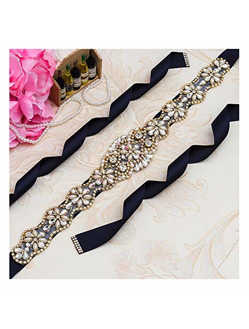 Yanstar Handmade Rhinestone belt Wedding Bridal Belt Sashes For Bridesmaid Dress