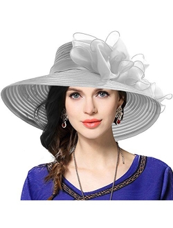 VECRY Lady Derby Dress Church Cloche Hat Bow Bucket Wedding Bowler Hats