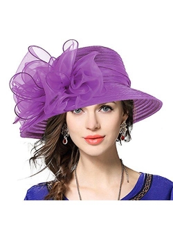 VECRY Lady Derby Dress Church Cloche Hat Bow Bucket Wedding Bowler Hats