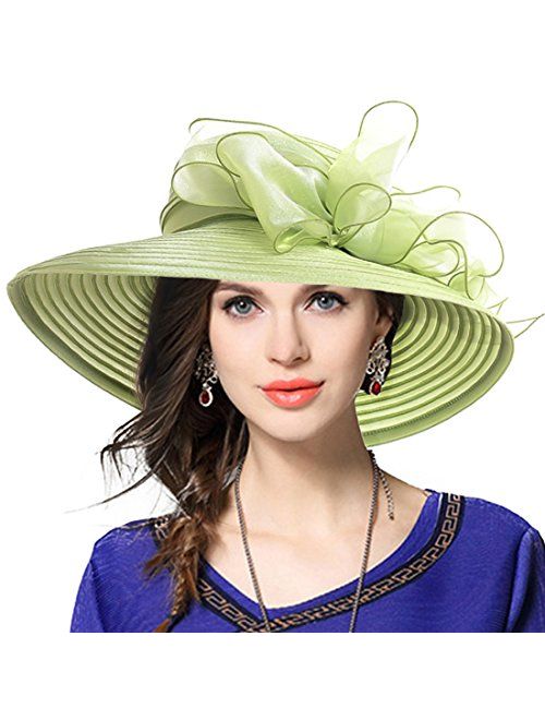 VECRY Lady Derby Dress Church Cloche Hat Bow Bucket Wedding Bowler Hats